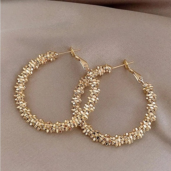 Textured Gold Hoop Earrings