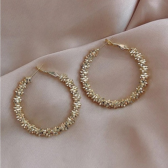 Textured Gold Hoop Earrings